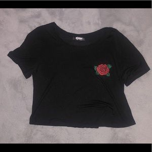 Black crop top w/ rose